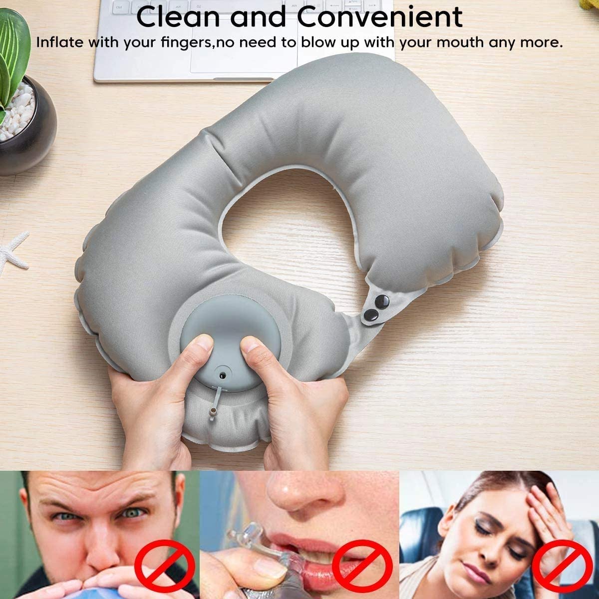 Self-Inflating U-Shaped Travel Neck Pillow
