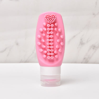 2 in 1 Silicone Travel Bottles with Built-in Scalp Scrubber 90ml (2 Pack)