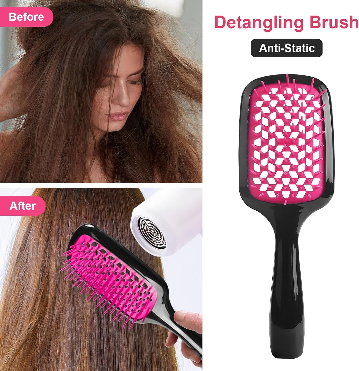 Italian Design Vented Detangle Hair Brush Super Brush Supports Hair Damage Reduction