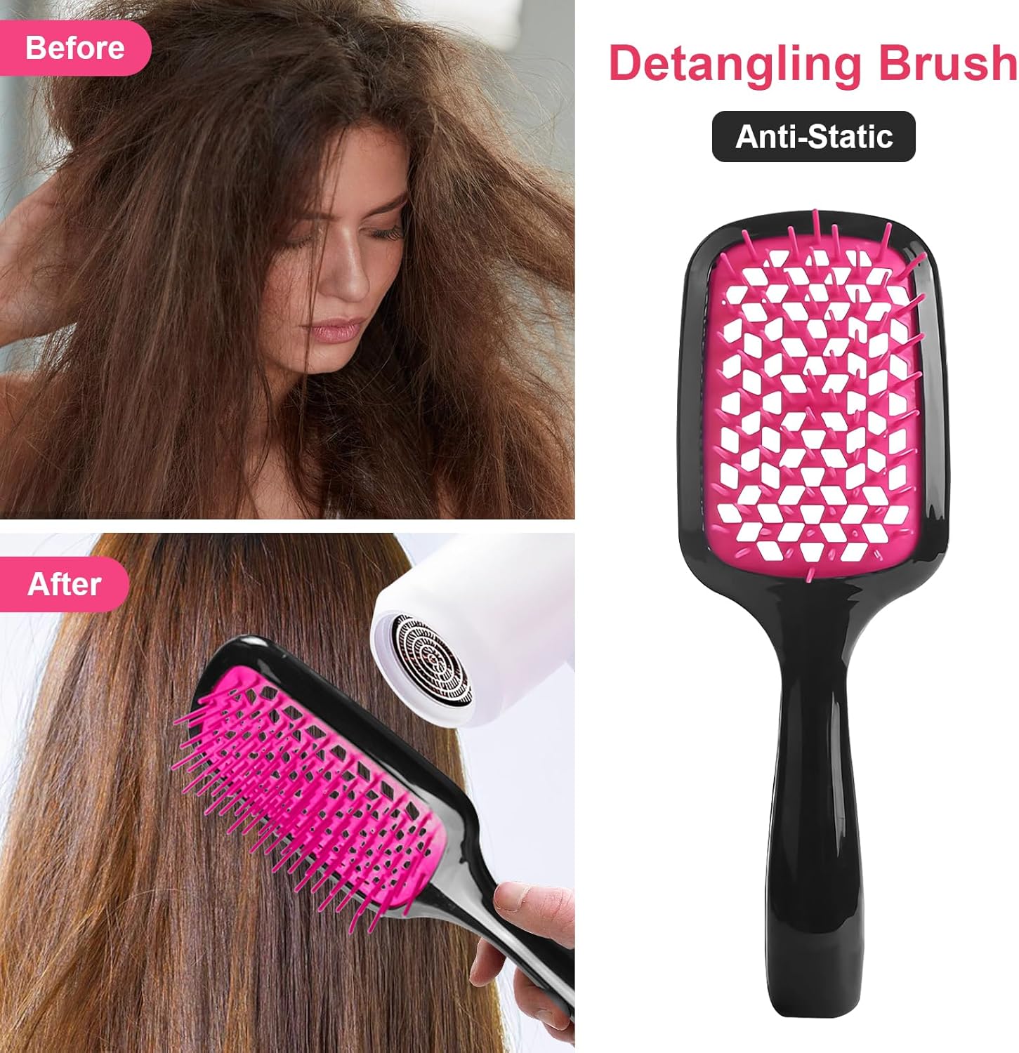 Italian Design Vented Detangle Hair Brush Super Brush Supports Hair Damage Reduction
