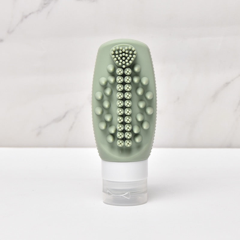 2 in 1 Silicone Travel Bottles with Built-in Scalp Scrubber 90ml (2 Pack)