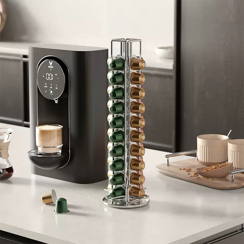 Coffee Capsule Holder with Rotating Stand - Holds 40 Coffee Pods| Compatible with Nespresso Pods | Espresso Pod Holder For Home & Office.