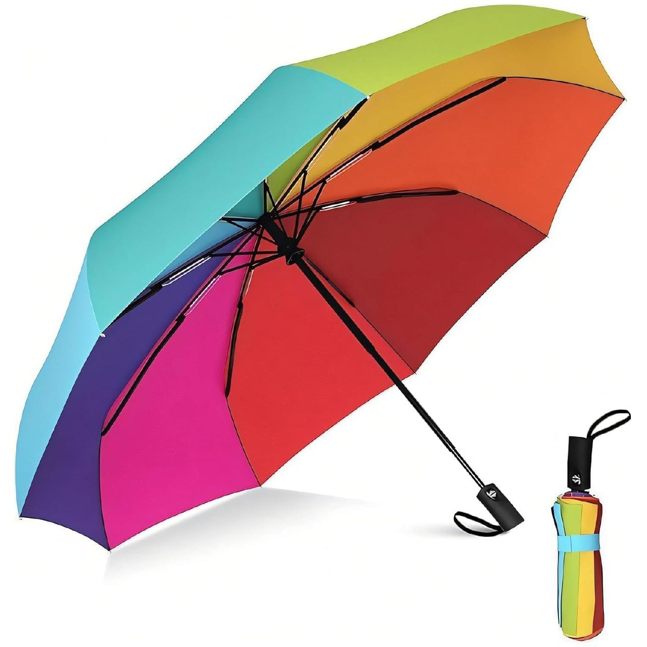 Auto Open & Close Foldable Rainbow Umbrella