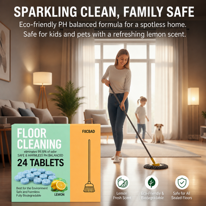 Floor Cleaning Tablets, PH Balanced Environment Safe, Biodegradable, Fresh Lemon Fragrance( Pack of 24 Tablets)
