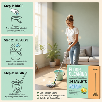 Floor Cleaning Tablets, PH Balanced Environment Safe, Biodegradable, Fresh Lemon Fragrance( Pack of 24 Tablets)