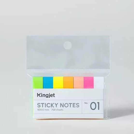 KINGJET Japanese Adhesive Memo Strips, (Pack of 1)40x10 mm Sticky Notes, 7 Colour Sticky Notes