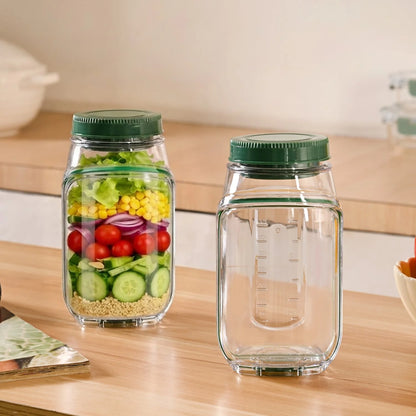 Leak proof Salad Pod Mason Jar Side Open, Pod Mason Jar, Jars With Lids Meal Prep,Suitable for Home, Outdoor and Travel