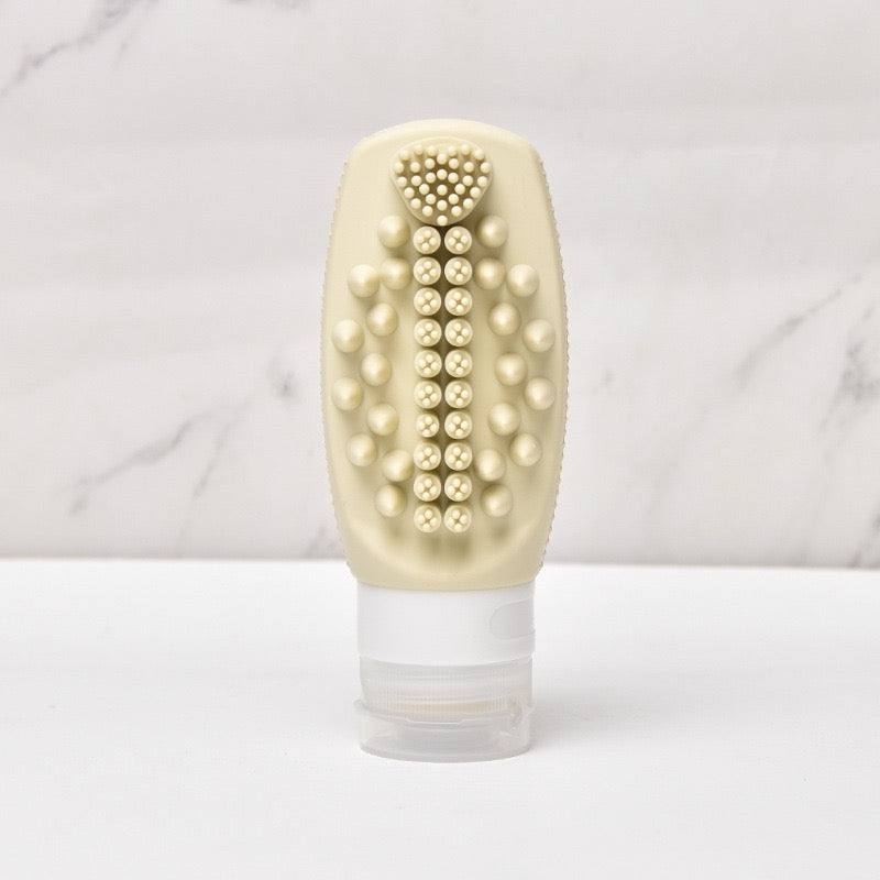 2 in 1 Silicone Travel Bottles with Built-in Scalp Scrubber 90ml (2 Pack)