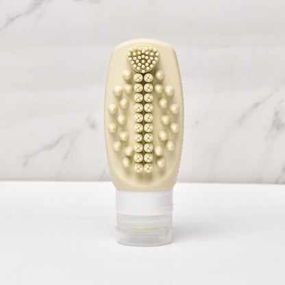 2 in 1 Silicone Travel Bottles with Built-in Scalp Scrubber 90ml (2 Pack)