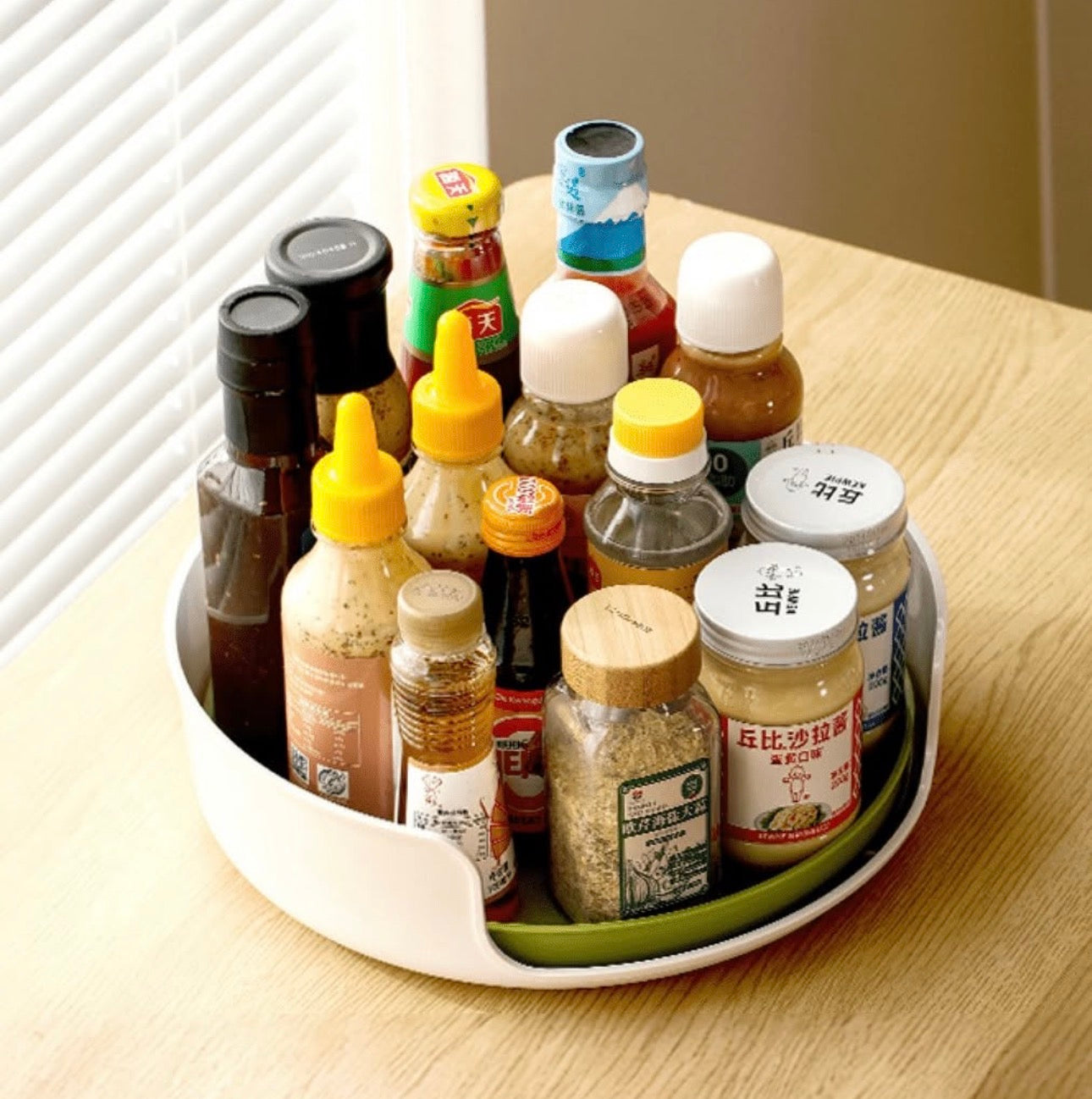 360° Rotating Open Kitchen Storage Tray for Bottles(Lazy Susan)