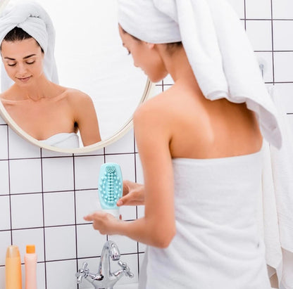 2 in 1 Silicone Travel Bottles with Built-in Scalp Scrubber 90ml (2 Pack)