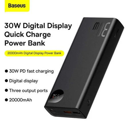 BASEUS Power Bank ADAMAN 2 30W 20000 mAh VOOC EDITION Fast Charging Power bank with USB to Type C 0.3M Cable