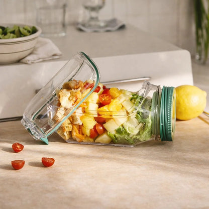 Leak proof Salad Pod Mason Jar Side Open, Pod Mason Jar, Jars With Lids Meal Prep,Suitable for Home, Outdoor and Travel