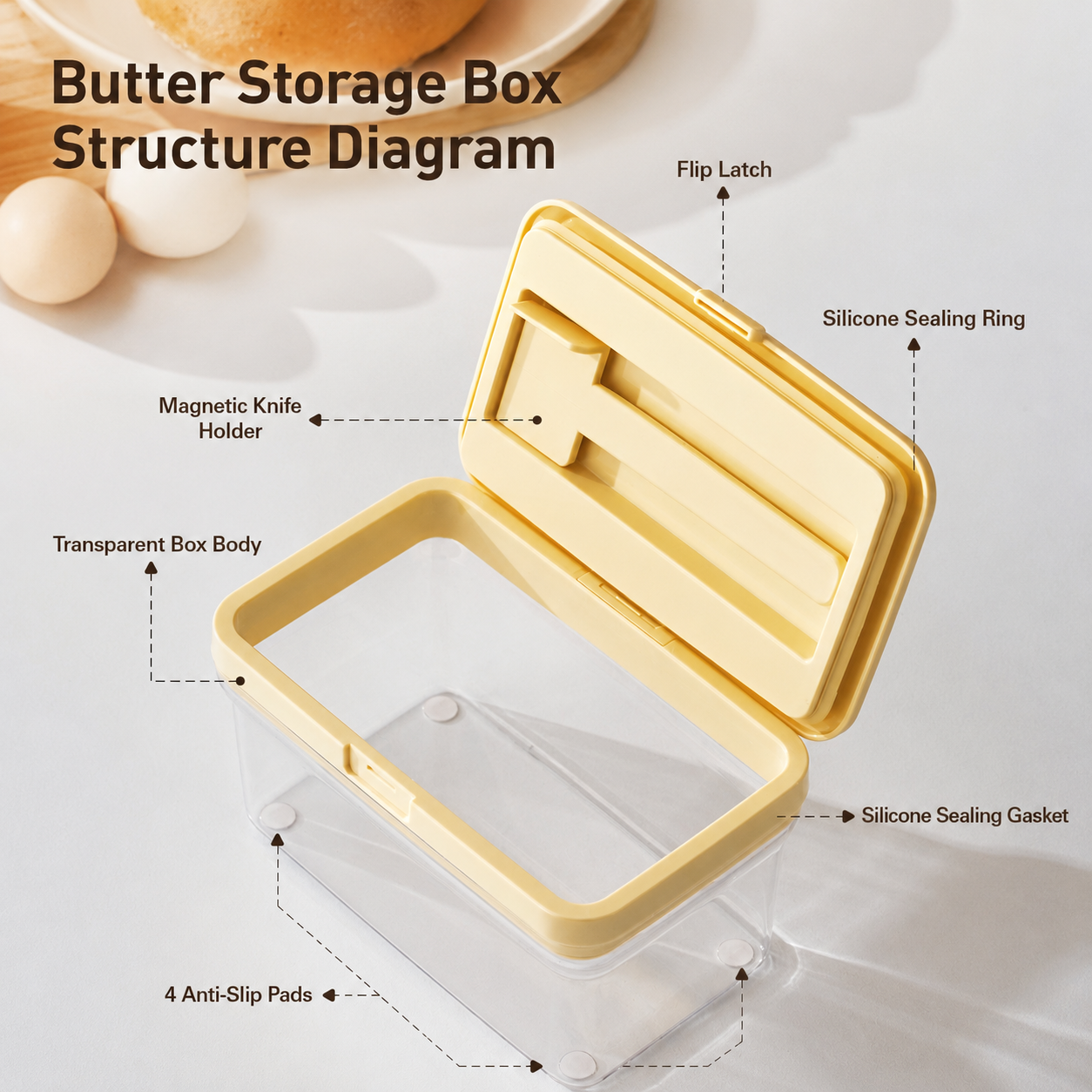 The Great Indian Butter Box™ | Airtight Butter Storage Container for 500g Butter Slabs | Built-in Magnetic Butter Spreader | BPA-Free Clear Butter Keeper with Silicone Seal | Fridge Organizer for Salted & Unsalted Butter