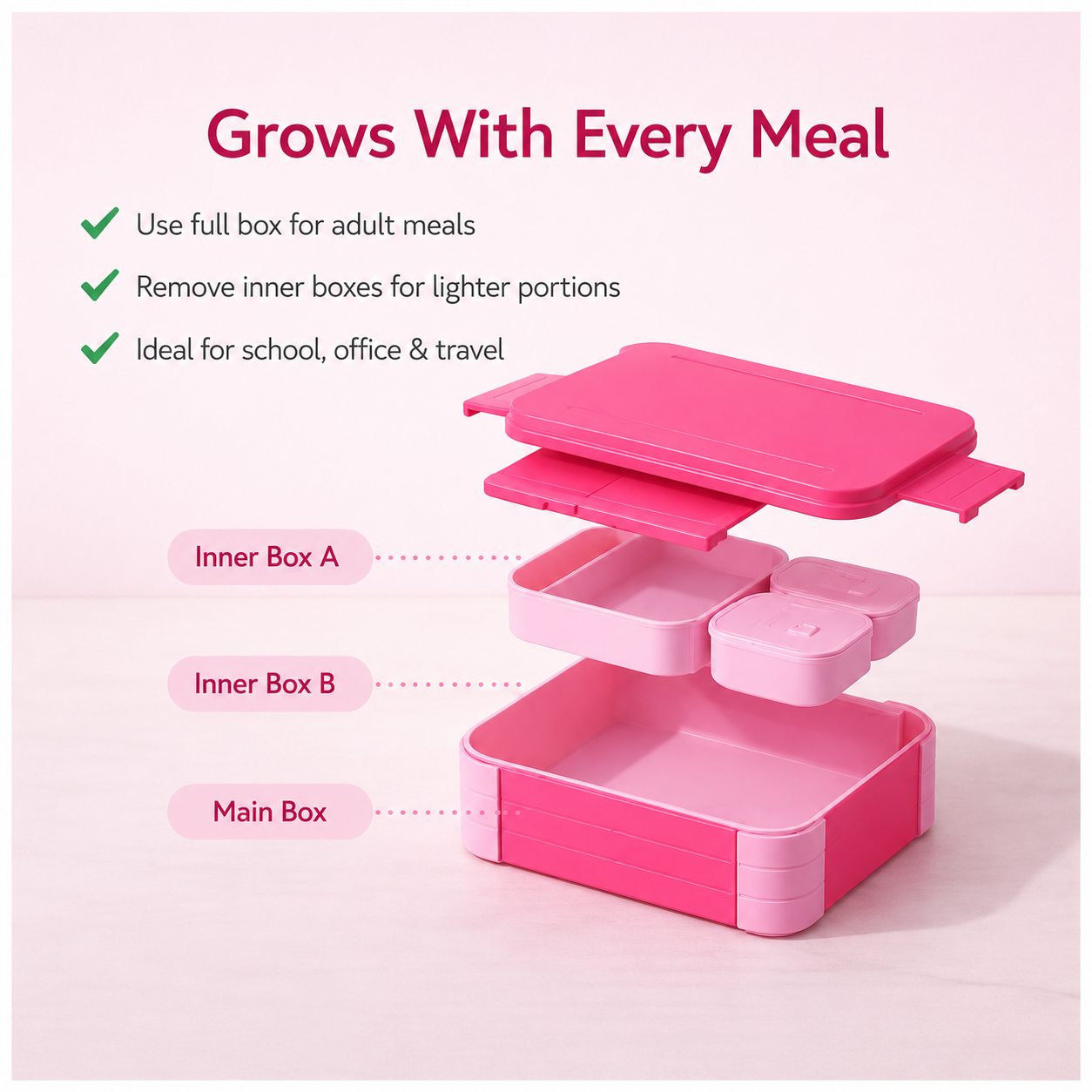 LunchNest™  Removable 4 in 1 Leakproof Compartment - 1100 ML Bento Lunch Box | Compact BPA Free, Leak-Proof, Microwave & Dishwasher Safe Tiffin for Office Use