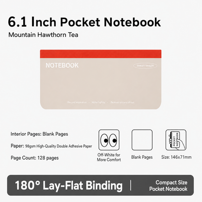 6.1 inch Hard Cover Pocket Note Book with 180 Degree Lay Flat Binding
