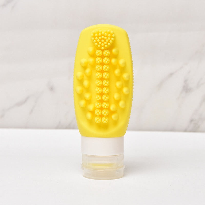 2 in 1 Silicone Travel Bottles with Built-in Scalp Scrubber 90ml (2 Pack)