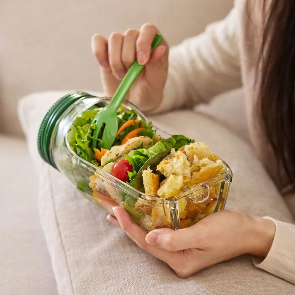 Leak proof Salad Pod Mason Jar Side Open, Pod Mason Jar, Jars With Lids Meal Prep,Suitable for Home, Outdoor and Travel