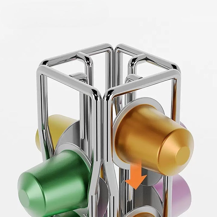 Coffee Capsule Holder with Rotating Stand - Holds 40 Coffee Pods| Compatible with Nespresso Pods | Espresso Pod Holder For Home & Office.