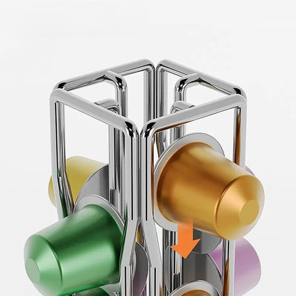 Coffee Capsule Holder with Rotating Stand - Holds 40 Coffee Pods| Compatible with Nespresso Pods | Espresso Pod Holder For Home & Office.