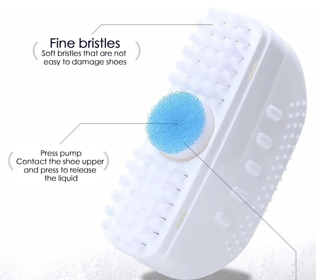 2-in-1 Multifunction Shoe Brush, with Soap Dispenser and Cleaner, Powerful White Shoe Cleaner Care Kit, No-Rinse, Press Foam, for Sneakers & Trainers