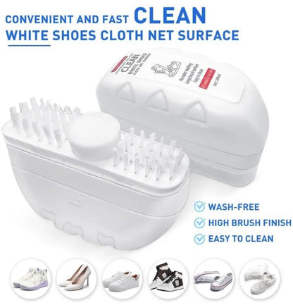 2-in-1 Multifunction Shoe Brush, with Soap Dispenser and Cleaner, Powerful White Shoe Cleaner Care Kit, No-Rinse, Press Foam, for Sneakers & Trainers
