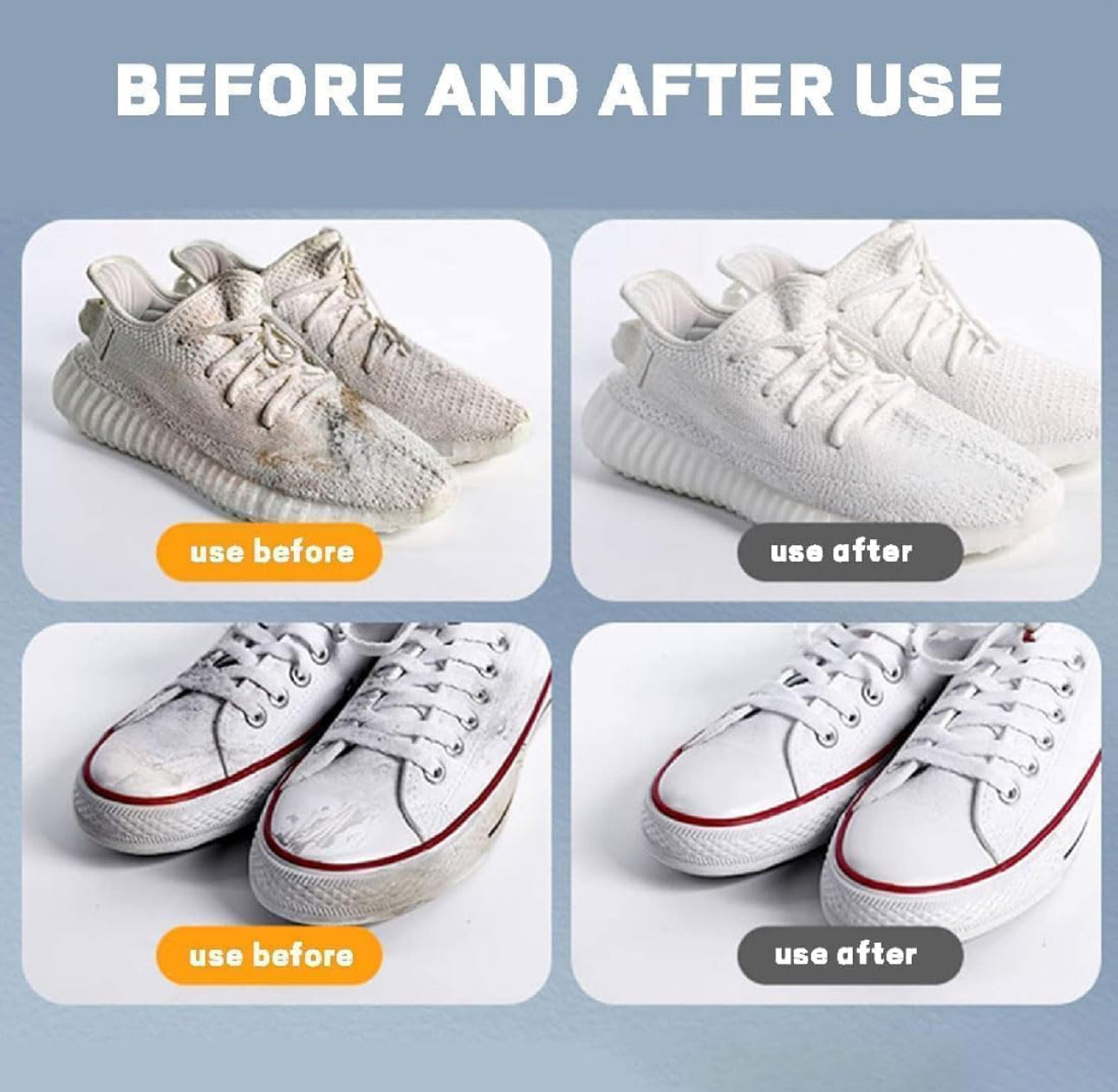 2-in-1 Multifunction Shoe Brush, with Soap Dispenser and Cleaner, Powerful White Shoe Cleaner Care Kit, No-Rinse, Press Foam, for Sneakers & Trainers