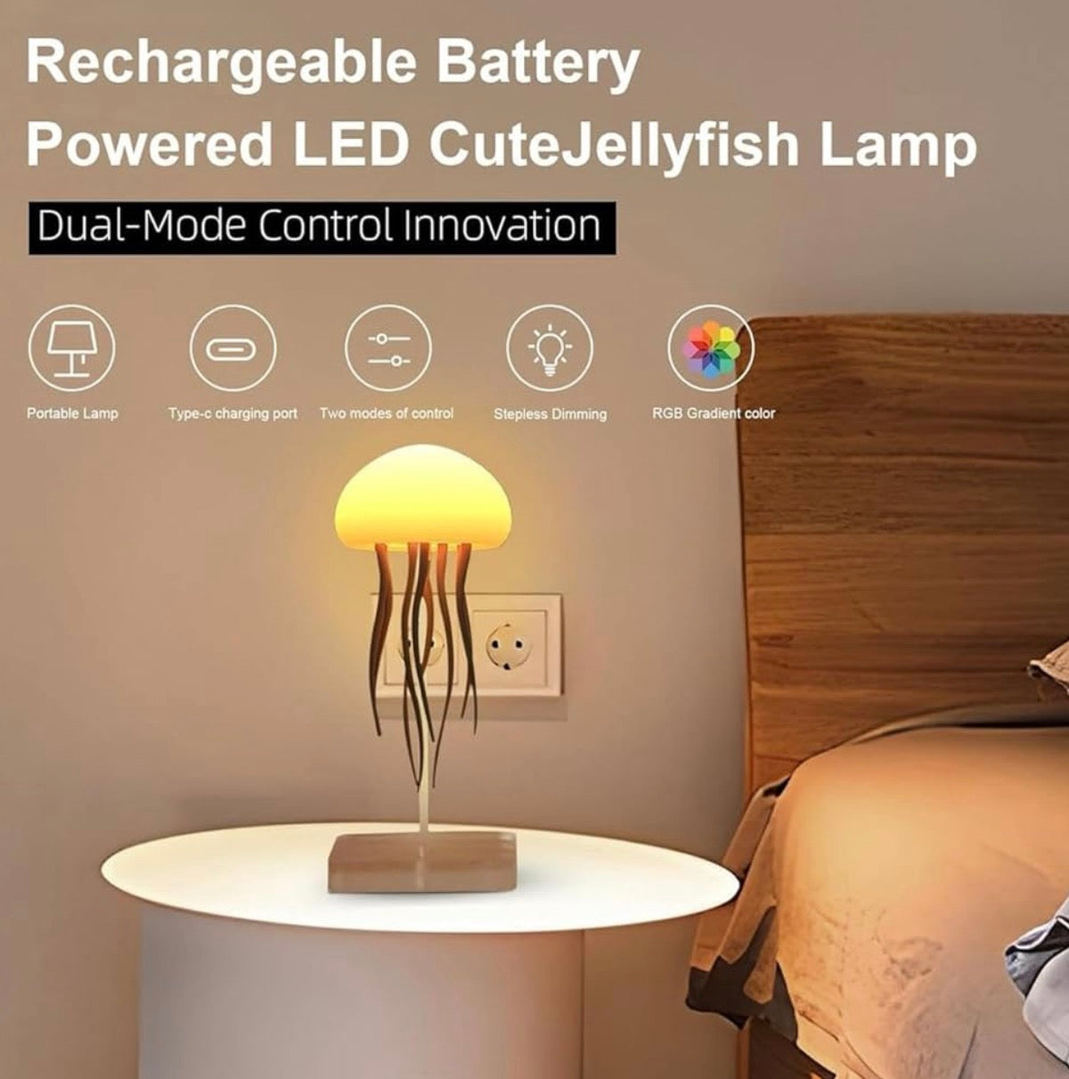 Aurora Jellyfish Mood-light lamp with Ambient Lighting Sound responsive with built in Rechargeable battery.