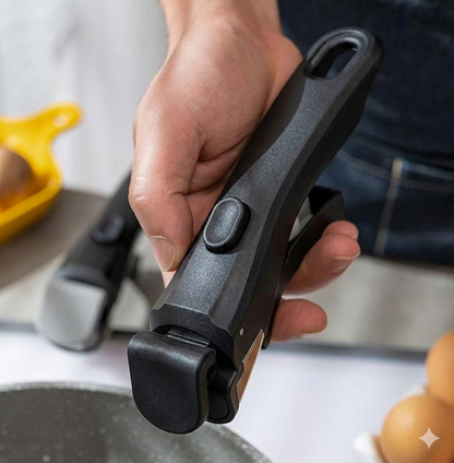 Universal detachable Clip-on pot handle designed to fit various cookware