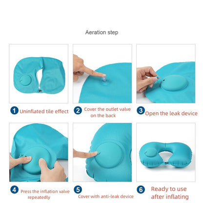 Self-Inflating U-Shaped Travel Neck Pillow
