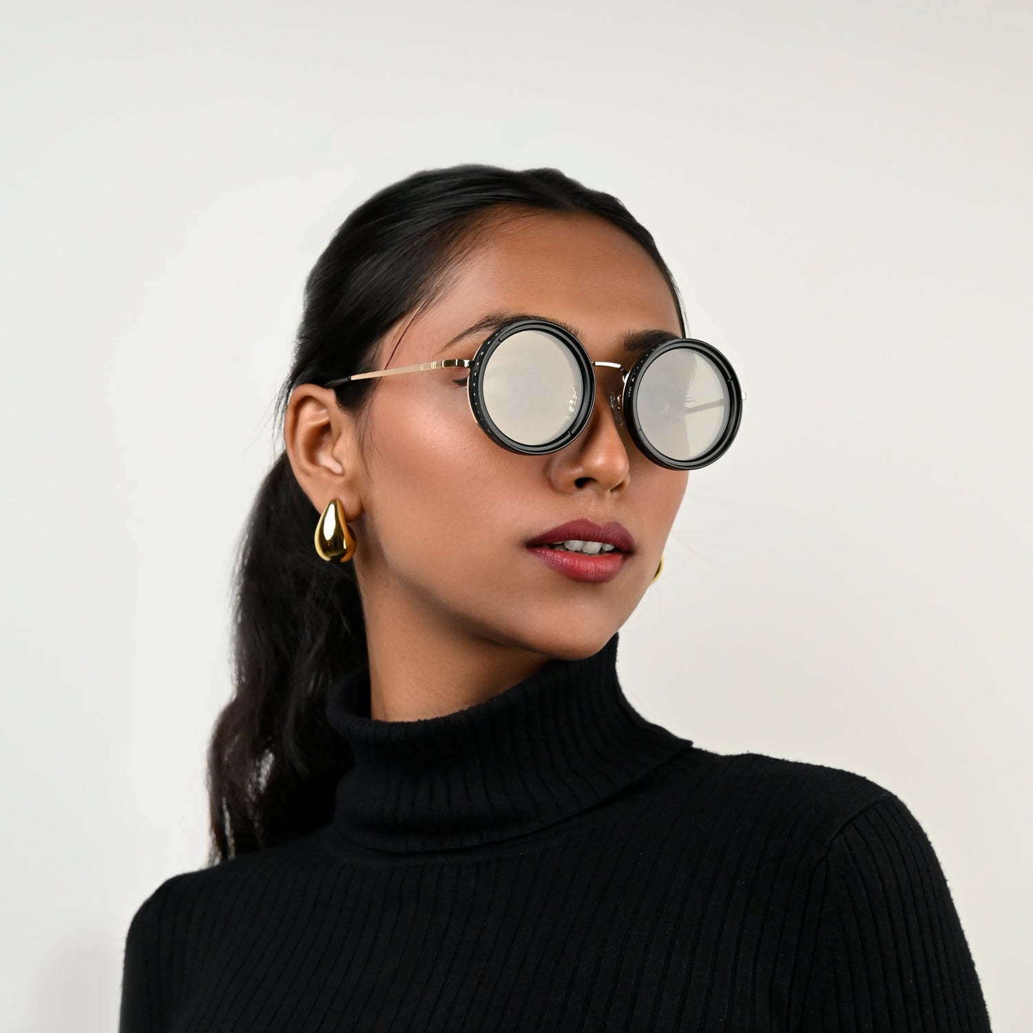 Eclipse Series Unisex Neutral Density Filter Adjustable Tint Sunglasses - Gold