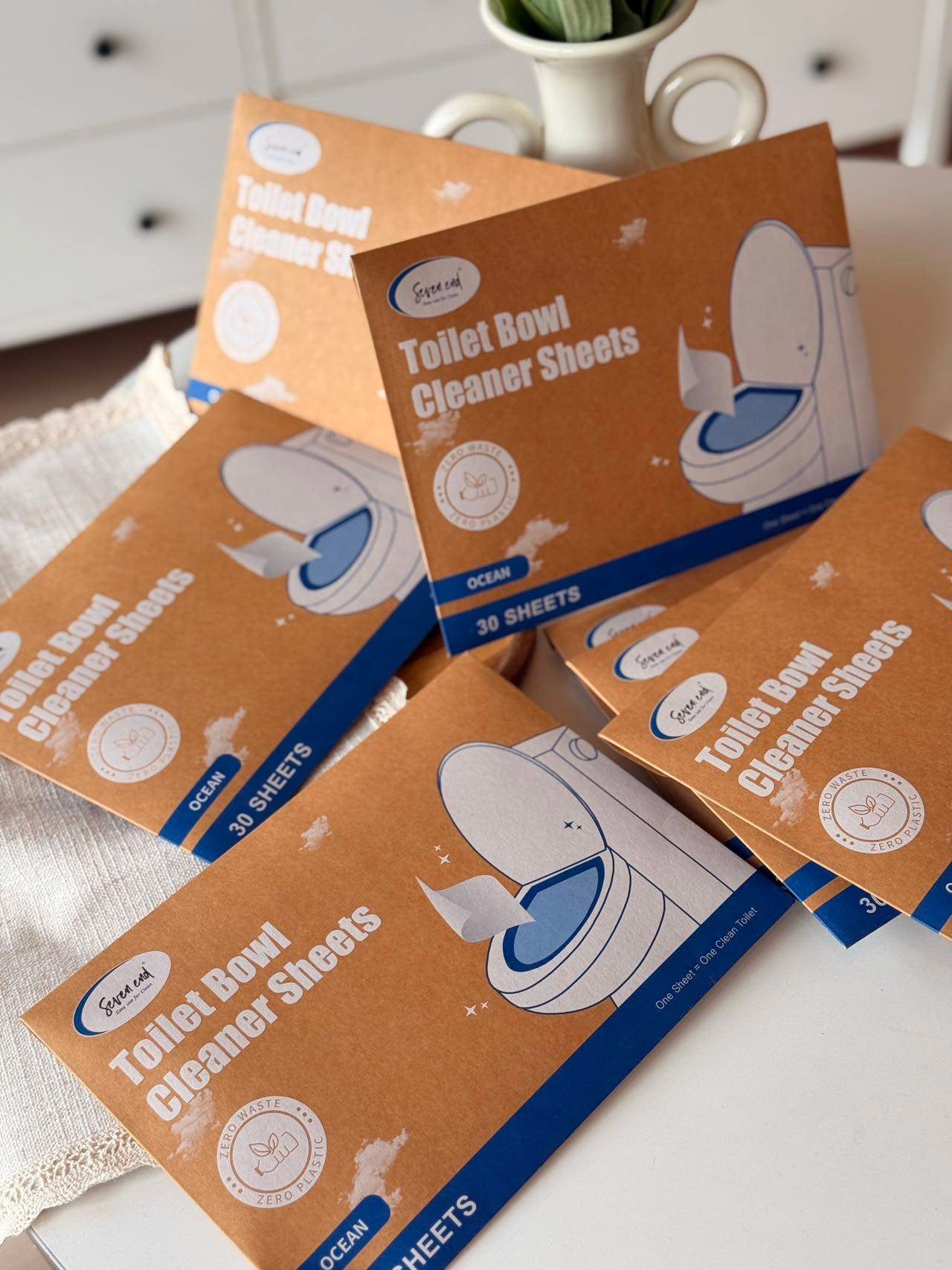 Dissolvable Toilet Bowl Cleaner Sheets (No Bottles, Easy Clean, Quick-Dissolving, Mess-Free, Septic-Safe Cleaning for Home & Office)