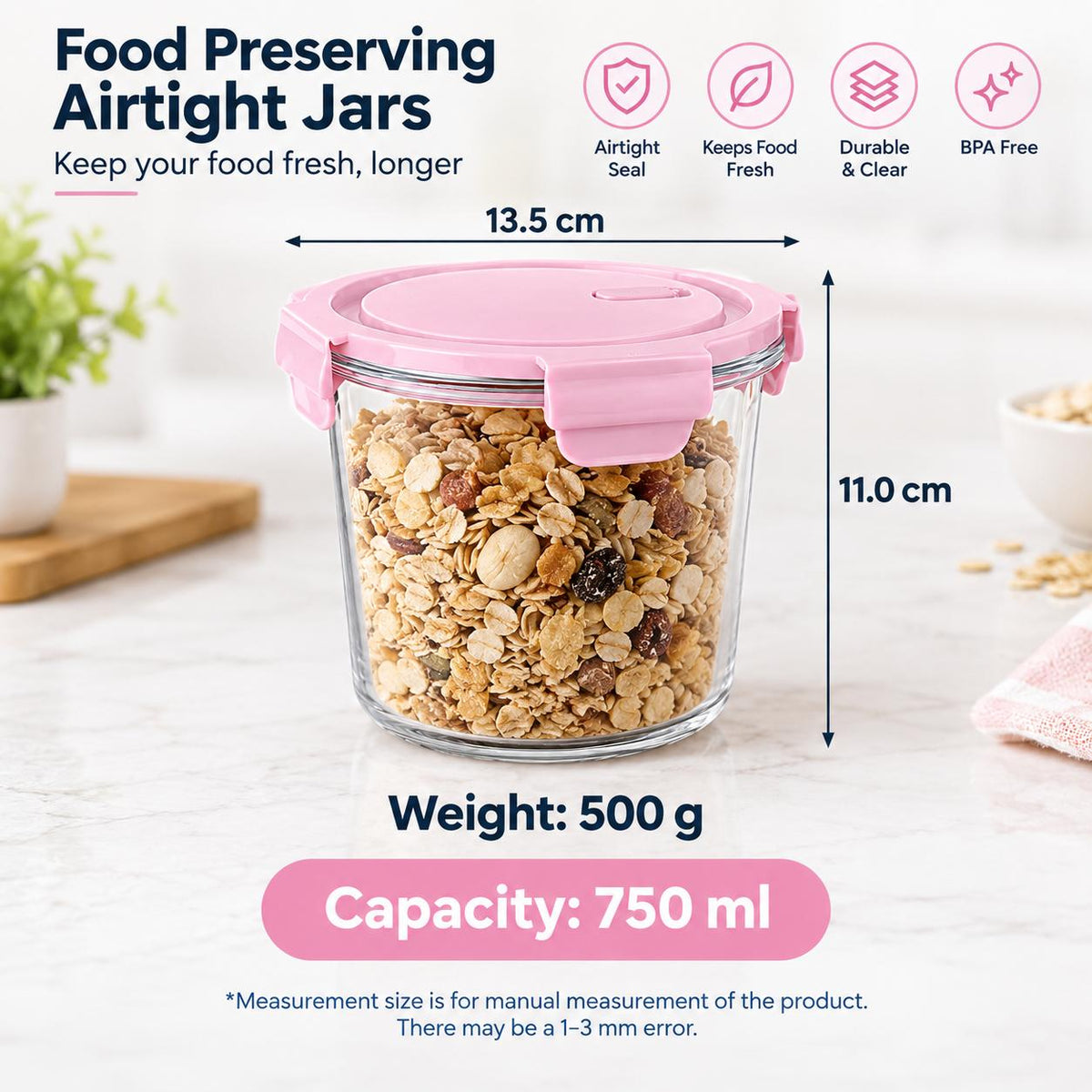 Leakproof Glass Storage containers (750ml)