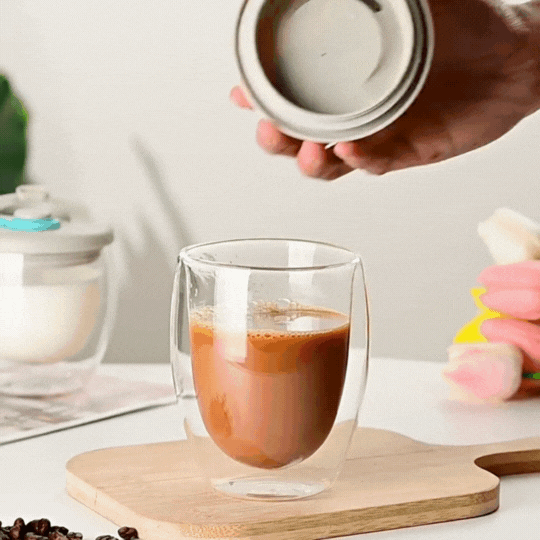 Double Layer Glass Cup with Lid