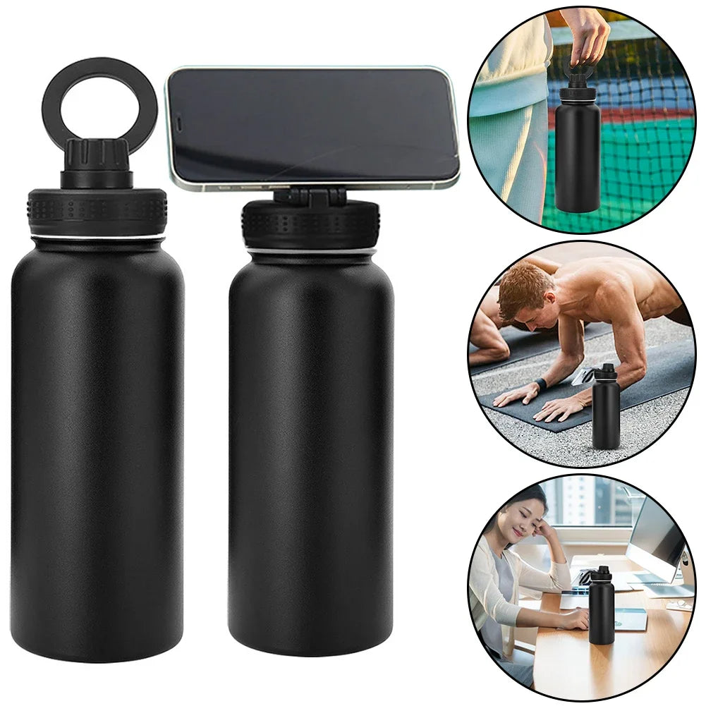 Insulated Stainless Steel Flask with Magsafe Compatible Phone Holder