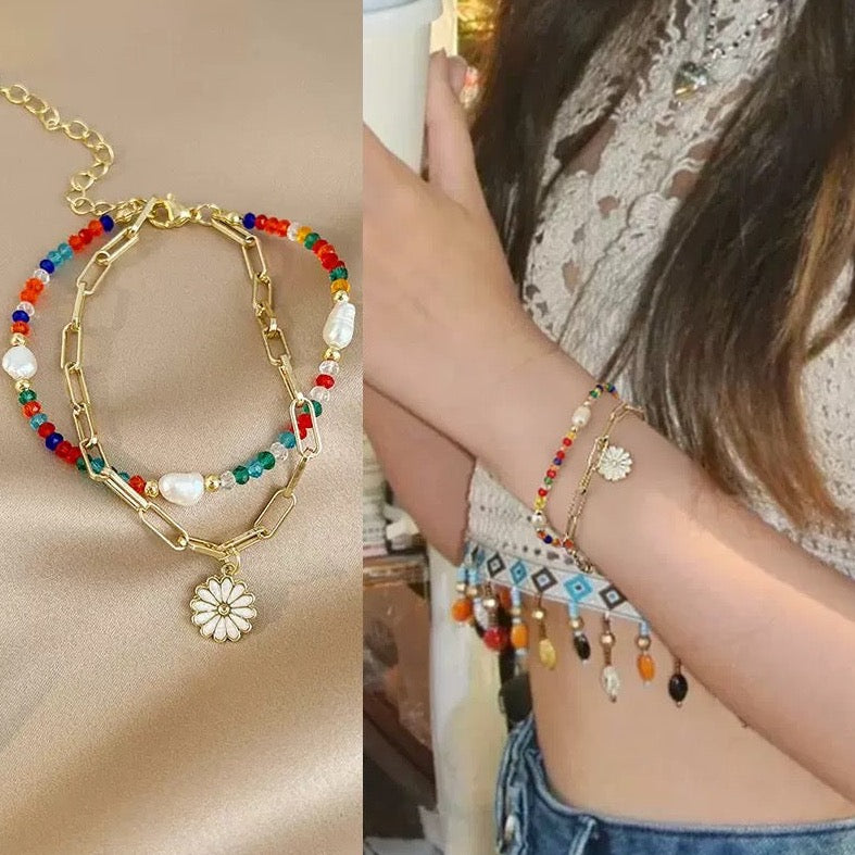 Double Layer Flower Bracelet