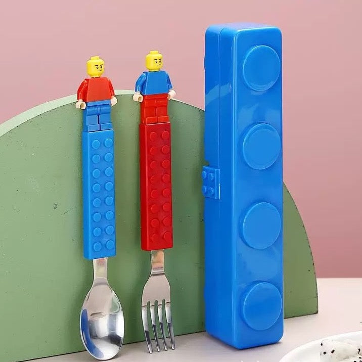 Stainless Steel Building Blocks Cutlery Set for Kids