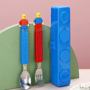 Stainless Steel Building Blocks Cutlery Set for Kids