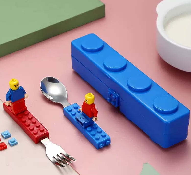 Stainless Steel Building Blocks Cutlery Set for Kids