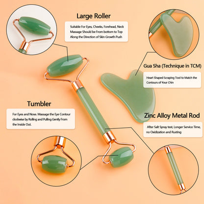 Facial Toning & Massage Beauty Tool (Roller + Guasha Set)