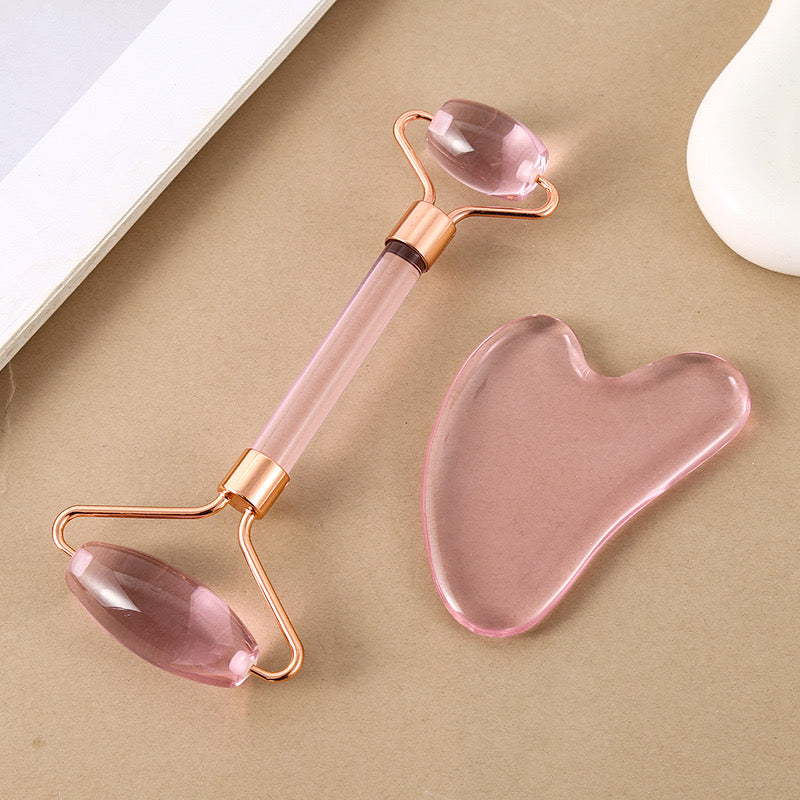 Facial Toning & Massage Beauty Tool (Roller + Guasha Set)