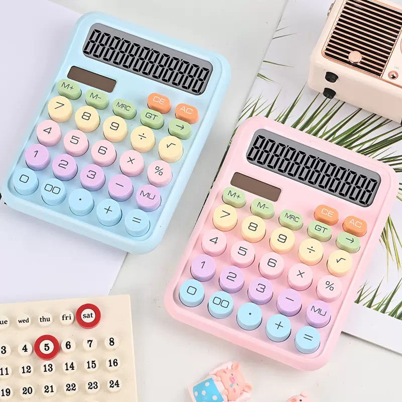 Large Display Pastel Solar/ AAA Battery operated Electronic Calculator