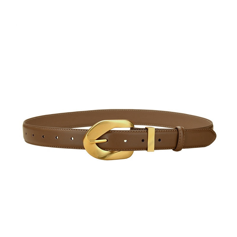The Knot Ladies Leather Belt with Gold Plated Stainless Steel Buckle