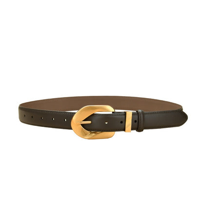 The Knot Ladies Leather Belt with Gold Plated Stainless Steel Buckle
