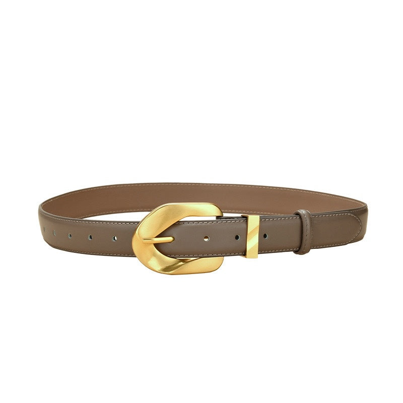 The Knot Ladies Leather Belt with Gold Plated Stainless Steel Buckle