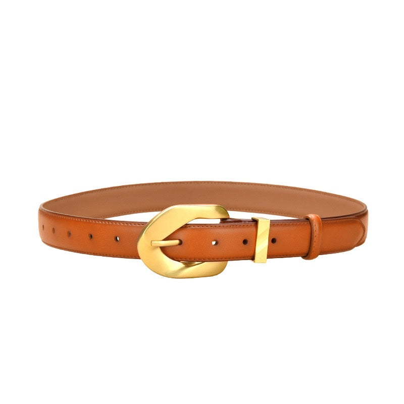 The Knot Ladies Leather Belt with Gold Plated Stainless Steel Buckle