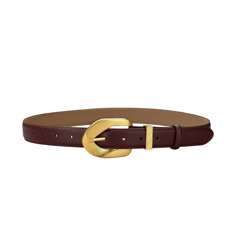 The Knot Ladies Leather Belt with Gold Plated Stainless Steel Buckle