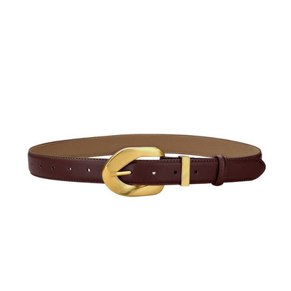 The Knot Ladies Leather Belt with Gold Plated Stainless Steel Buckle