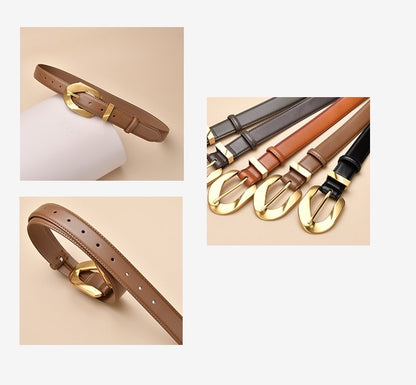 The Knot Ladies Leather Belt with Gold Plated Stainless Steel Buckle