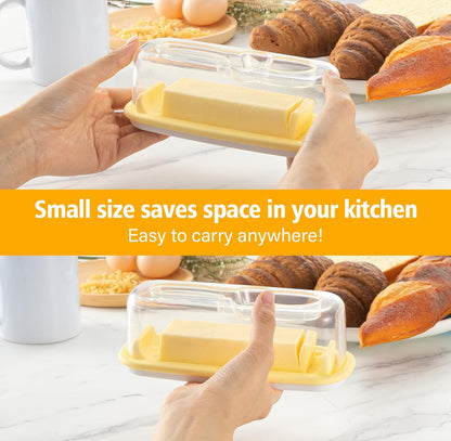No Mess Food Grade Plastic Butter Dish with Lid Removable Silicone base and Knife